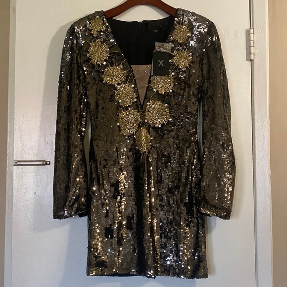 NBD Dresses & Skirts - Sequin Dress with Gold Embellishments perfect for any occasion